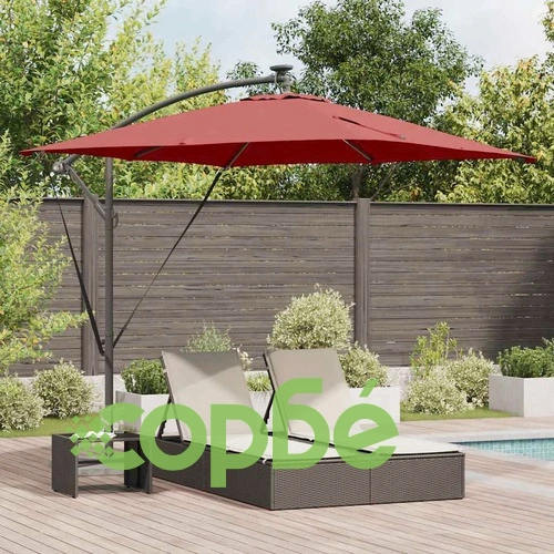 Кантилевер чадър с LED осветление теракота 249x249x250 см стомана ➤ топ цена ➤ sorbe.bg