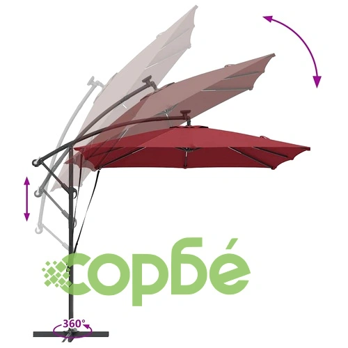 Кантилевер чадър с LED осветление теракота 249x249x250 см стомана ➤ топ цена ➤ sorbe.bg