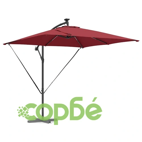 Кантилевер чадър с LED осветление теракота 249x249x250 см стомана ➤ топ цена ➤ sorbe.bg
