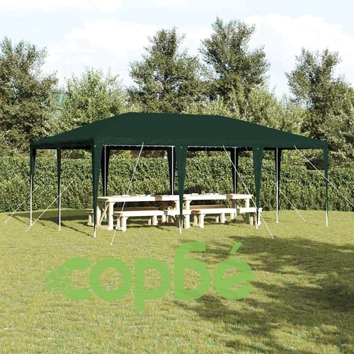 Парти шатър зелен и бял 600x400x266 см полиестер и стомана ➤ топ цена ➤ sorbe.bg