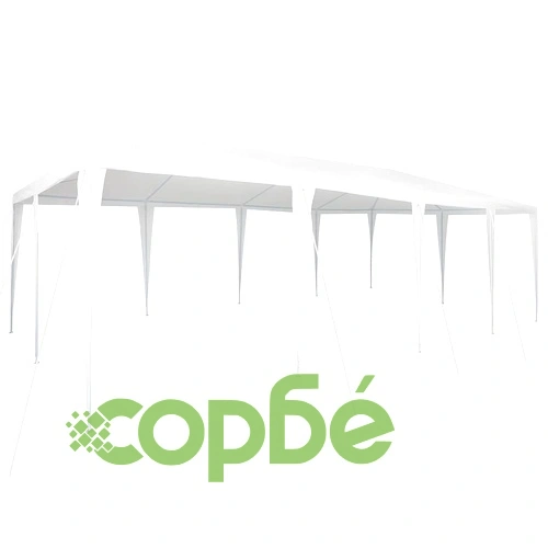 Парти шатър бял 8x4 м полиестер и стомана 800x400x266 см ➤ топ цена ➤ sorbe.bg