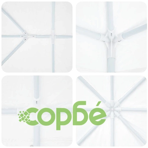 Парти шатър бял 8x4 м полиестер и стомана 800x400x266 см ➤ топ цена ➤ sorbe.bg