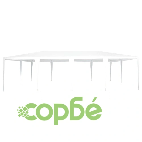 Парти шатър бял 8x4 м полиестер и стомана 800x400x266 см ➤ топ цена ➤ sorbe.bg