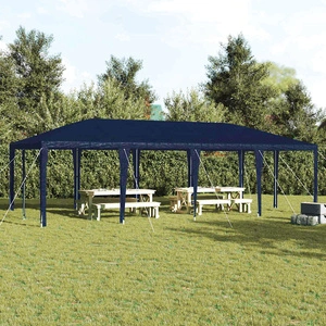 Парти шатър синьо и бяло 8x4 м полиестер и стомана 800x400x266 см