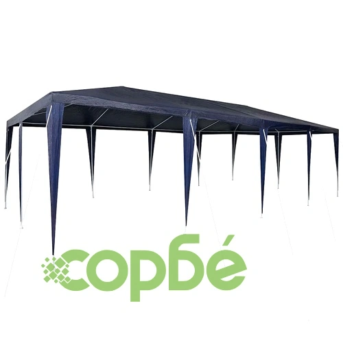 Парти шатър синьо и бяло 8x4 м полиестер и стомана 800x400x266 см ➤ топ цена ➤ sorbe.bg