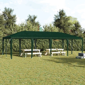 Парти шатър зелен и бял 800x400x266 см полиестер и стомана