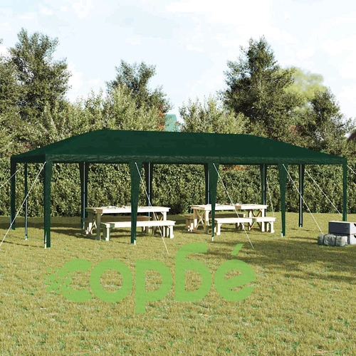 Парти шатър зелен и бял 800x400x266 см полиестер и стомана ➤ топ цена ➤ sorbe.bg
