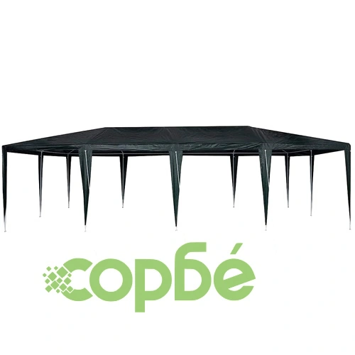 Парти шатър зелен и бял 800x400x266 см полиестер и стомана ➤ топ цена ➤ sorbe.bg