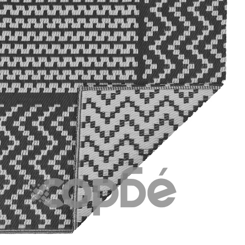 Външен килим ARAKIL черно и сиво 250x600 см полипропилен ➤ топ цена ➤ sorbe.bg