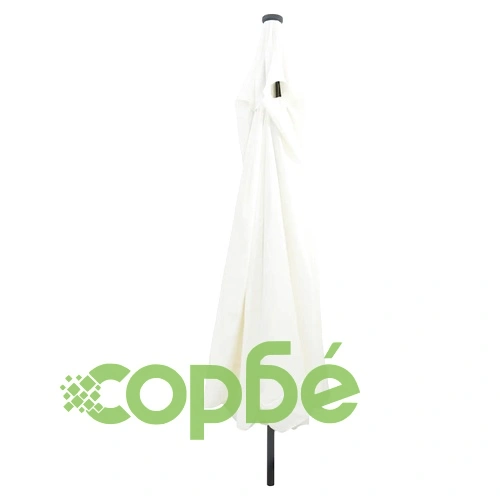 Градински парасол с LED осветление 395x395x245 см бял и черен ➤ топ цена ➤ sorbe.bg