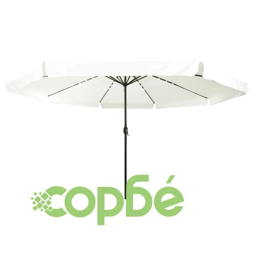 Градински парасол с LED осветление 395x395x245 см бял и черен ➤ топ цена ➤ sorbe.bg