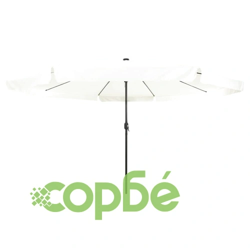 Градински парасол с LED осветление 395x395x245 см бял и черен ➤ топ цена ➤ sorbe.bg