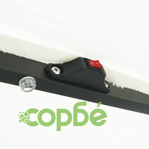 Градински парасол с LED осветление 395x395x245 см бял и черен ➤ топ цена ➤ sorbe.bg