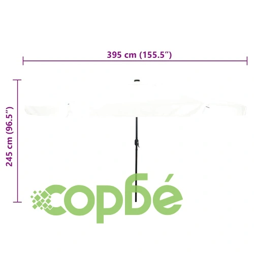 Градински парасол с LED осветление 395x395x245 см бял и черен ➤ топ цена ➤ sorbe.bg