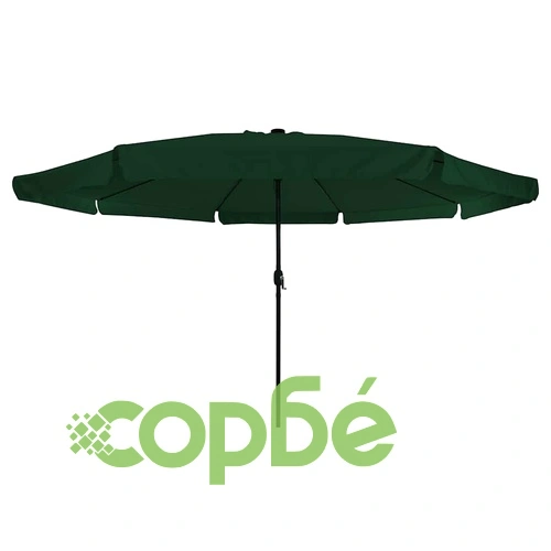 Градински парасол с LED осветление 395x395x245 см зелен и черен ➤ топ цена ➤ sorbe.bg