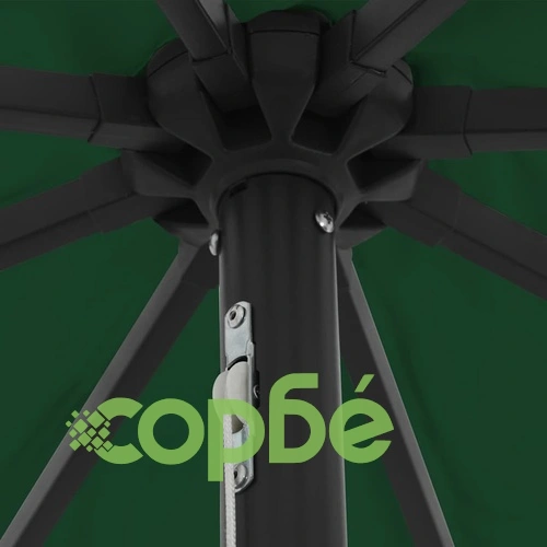 Градински парасол с LED осветление 395x395x245 см зелен и черен ➤ топ цена ➤ sorbe.bg