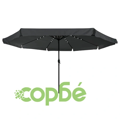 Градински парасол с LED осветление 395x245 см антрацит и черен ➤ топ цена ➤ sorbe.bg