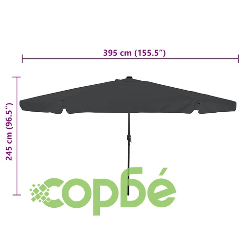 Градински парасол с LED осветление 395x245 см антрацит и черен ➤ топ цена ➤ sorbe.bg