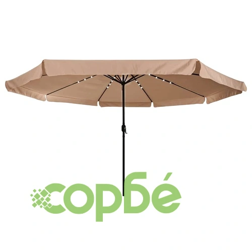 Градински парасол с LED осветление 395x395x245 см таупе и черно ➤ топ цена ➤ sorbe.bg