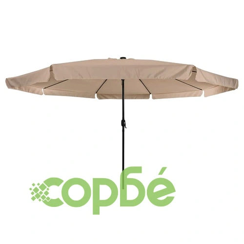 Градински парасол с LED осветление 395x395x245 см таупе и черно ➤ топ цена ➤ sorbe.bg