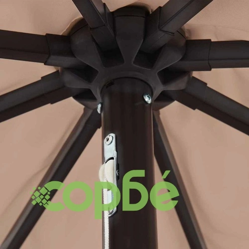 Градински парасол с LED осветление 395x395x245 см таупе и черно ➤ топ цена ➤ sorbe.bg