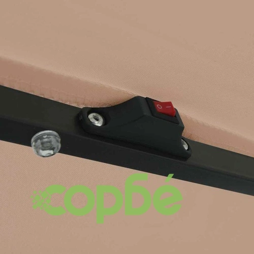 Градински парасол с LED осветление 395x395x245 см таупе и черно ➤ топ цена ➤ sorbe.bg