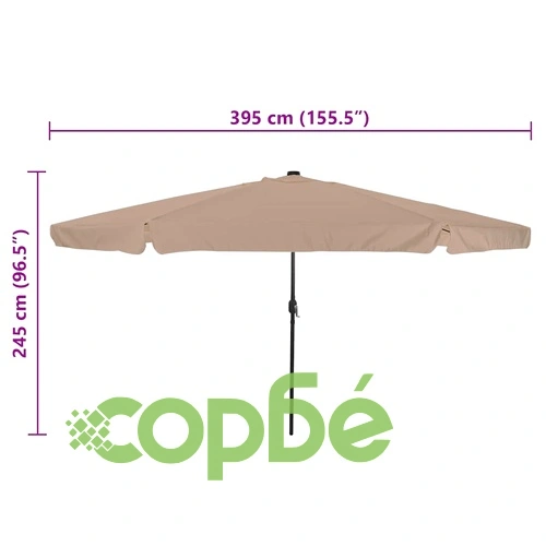 Градински парасол с LED осветление 395x395x245 см таупе и черно ➤ топ цена ➤ sorbe.bg