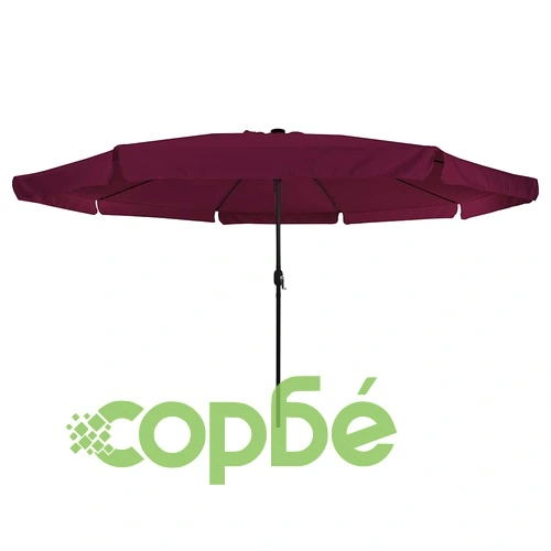 Градински парасол с LED осветление 395x395x245 см червен и черен ➤ топ цена ➤ sorbe.bg