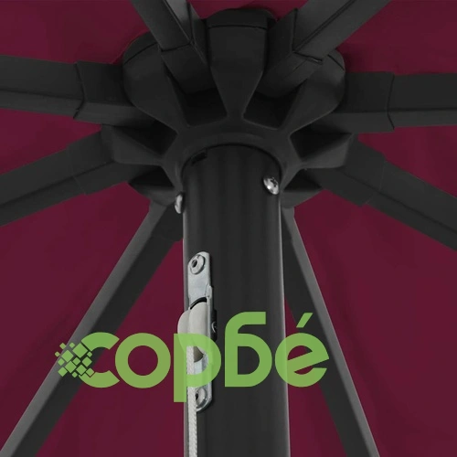 Градински парасол с LED осветление 395x395x245 см червен и черен ➤ топ цена ➤ sorbe.bg