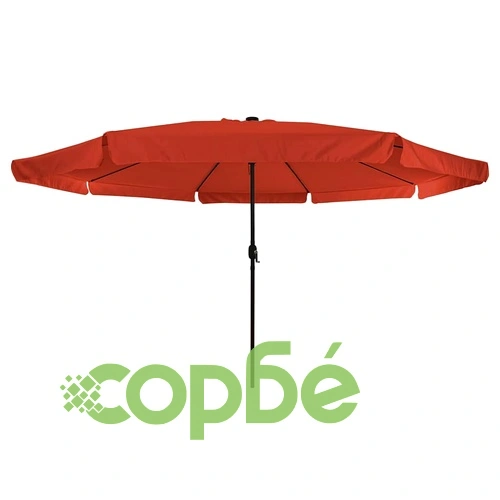 Градински парасол с LED осветление 395x245 см червен и черен ➤ топ цена ➤ sorbe.bg