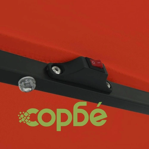 Градински парасол с LED осветление 395x245 см червен и черен ➤ топ цена ➤ sorbe.bg