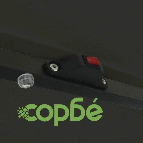 Градински парасол с LED осветление 395x395x245 см черен полиестер и стомана ➤ топ цена ➤ sorbe.bg