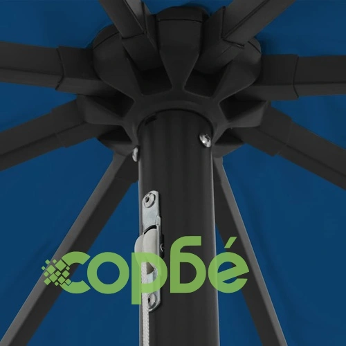 Градински парасол с LED осветление 395x245 см син и черен ➤ топ цена ➤ sorbe.bg