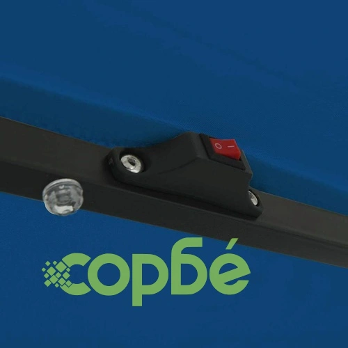 Градински парасол с LED осветление 395x245 см син и черен ➤ топ цена ➤ sorbe.bg