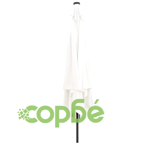 Градински парасол с LED осветление 295x295x245 см бял и черен ➤ топ цена ➤ sorbe.bg
