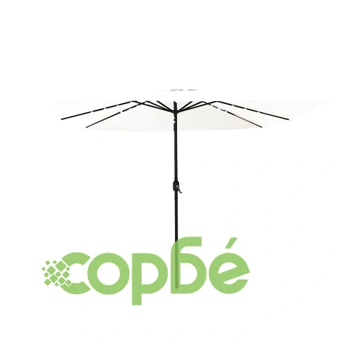 Градински парасол с LED осветление 295x295x245 см бял и черен ➤ топ цена ➤ sorbe.bg