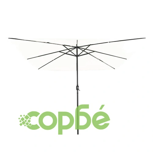Градински парасол с LED осветление 295x295x245 см бял и черен ➤ топ цена ➤ sorbe.bg
