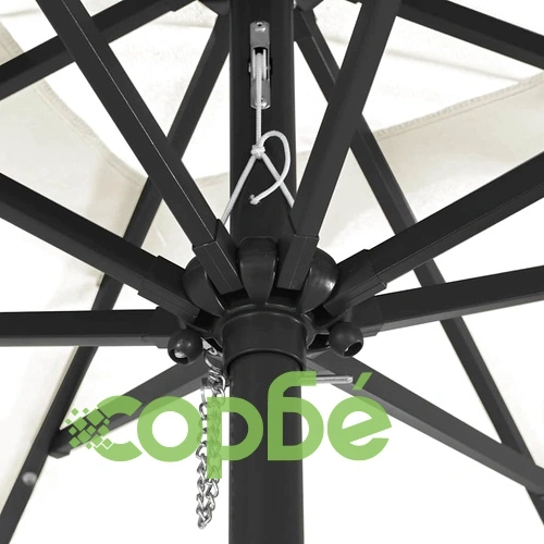 Градински парасол с LED осветление 295x295x245 см бял и черен ➤ топ цена ➤ sorbe.bg