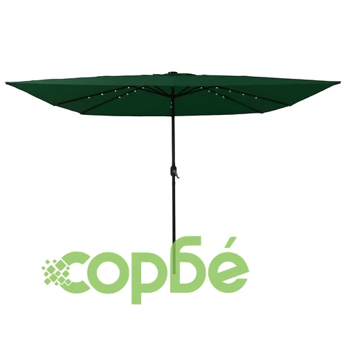 Градински парасол с LED осветление 295x295x245 см зелен и черен ➤ топ цена ➤ sorbe.bg