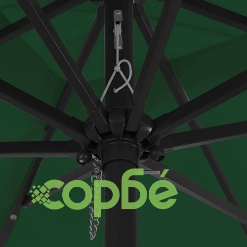 Градински парасол с LED осветление 295x295x245 см зелен и черен ➤ топ цена ➤ sorbe.bg