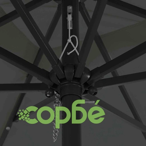 Градински парасол с LED осветление 295x295x245 см антрацит и черен ➤ топ цена ➤ sorbe.bg