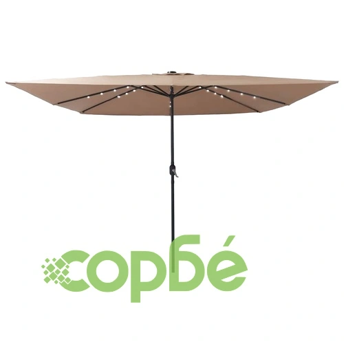 Градински парасол с LED осветление 295x295x245 см Таупе и Черно ➤ топ цена ➤ sorbe.bg