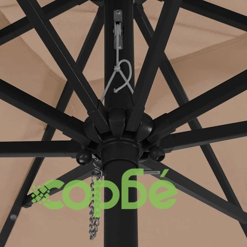 Градински парасол с LED осветление 295x295x245 см Таупе и Черно ➤ топ цена ➤ sorbe.bg
