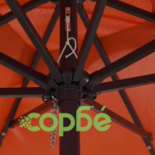 Градински парасол с LED осветление 295x295x245 см червен и черен ➤ топ цена ➤ sorbe.bg