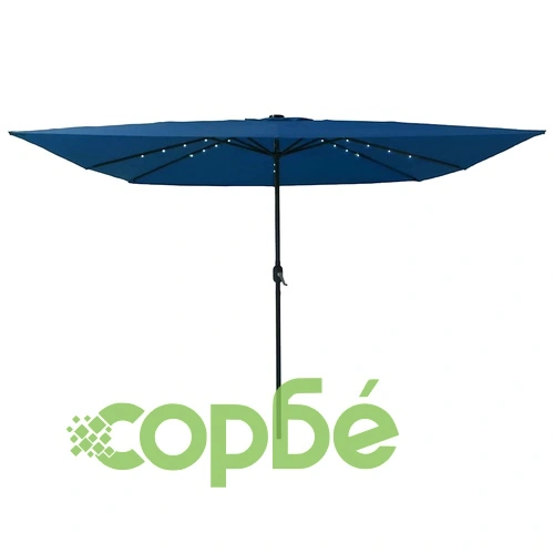 Градински парасол с LED осветление 295x295x245 см син и черен ➤ топ цена ➤ sorbe.bg