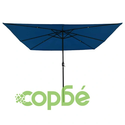 Градински парасол с LED осветление 295x295x245 см син и черен ➤ топ цена ➤ sorbe.bg
