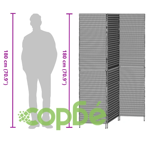 Пространствен разделител от полиратан, 3 панела, сгъваем, черен, 146x180 см ➤ топ цена ➤ sorbe.bg