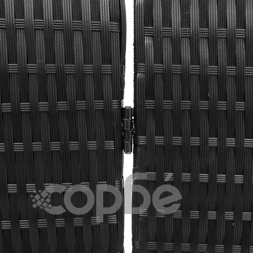 Пространствен разделител от полиратан, 3 панела, сгъваем, черен, 146x180 см ➤ топ цена ➤ sorbe.bg