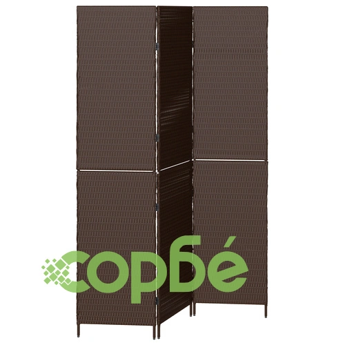 Разделител за стая 3 панела сгъваем кафяв 146x180 см от полиратан ➤ топ цена ➤ sorbe.bg