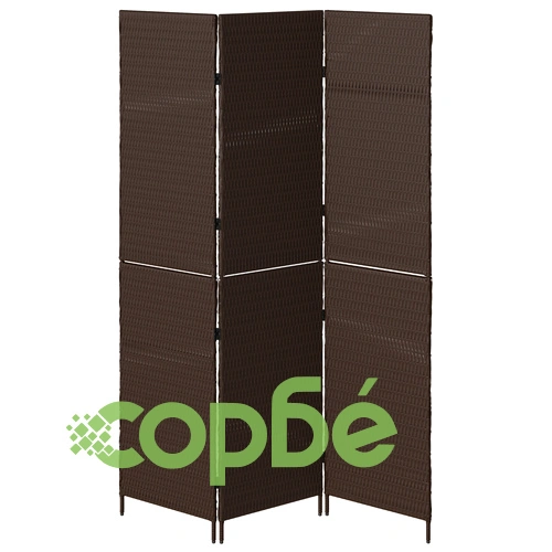 Разделител за стая 3 панела сгъваем кафяв 146x180 см от полиратан ➤ топ цена ➤ sorbe.bg